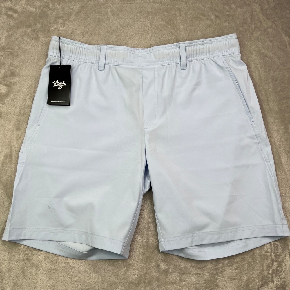 Waggle Scramble Shorts Mens Large Breeze Blue Solid Performance Golf Stretch